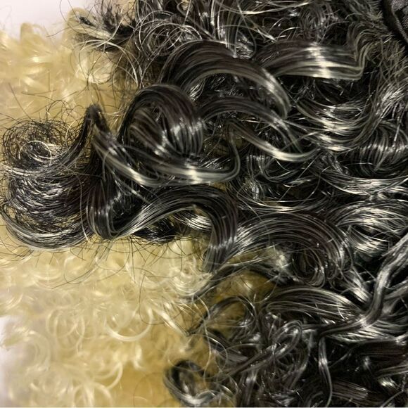 Mongolian kinky black with blonde synthetic wig.  NWT very full & soft - Picture 10 of 13